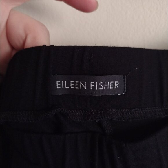 Eileen Fisher Black Pull On Pants XL Relaxed Fit Cropped Stretch Knit Trousers - Picture 2 of 11